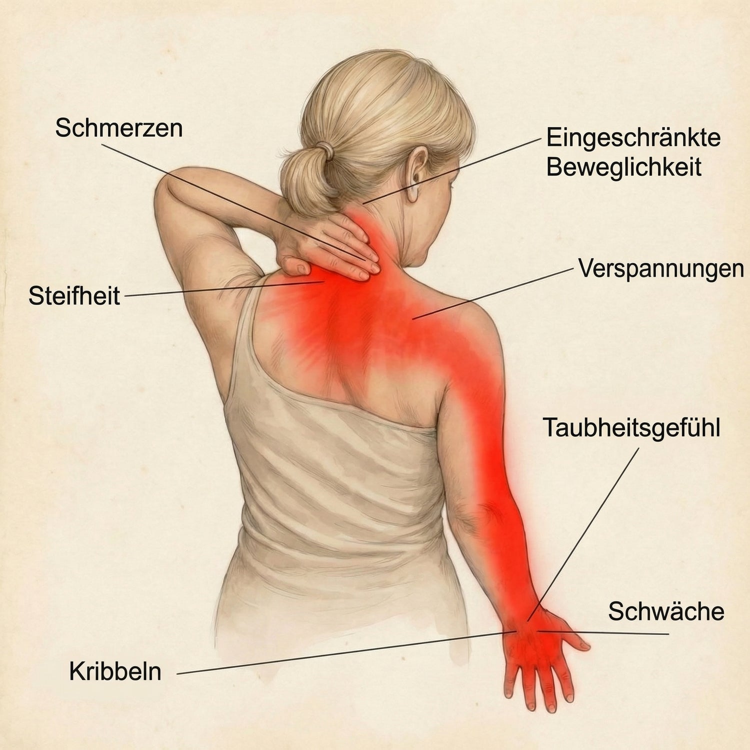 Typische Beschwerden bei vorgeschobenem Kopf – Ausstrahlung in Schultern und Kopf